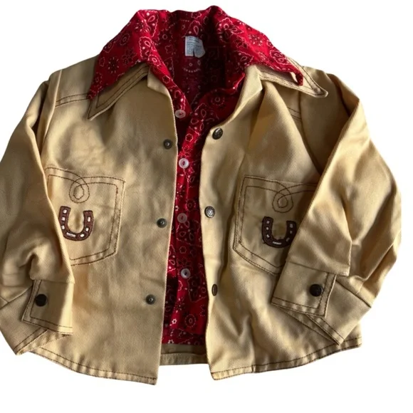 Vintage Kid’s 70's Cowboy Western Jacket & Bandana Print Button Down- 3T - Picture 2 of 10